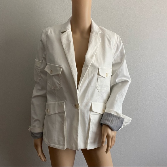 Anthropologie military style white jacket size 6 - Picture 3 of 17